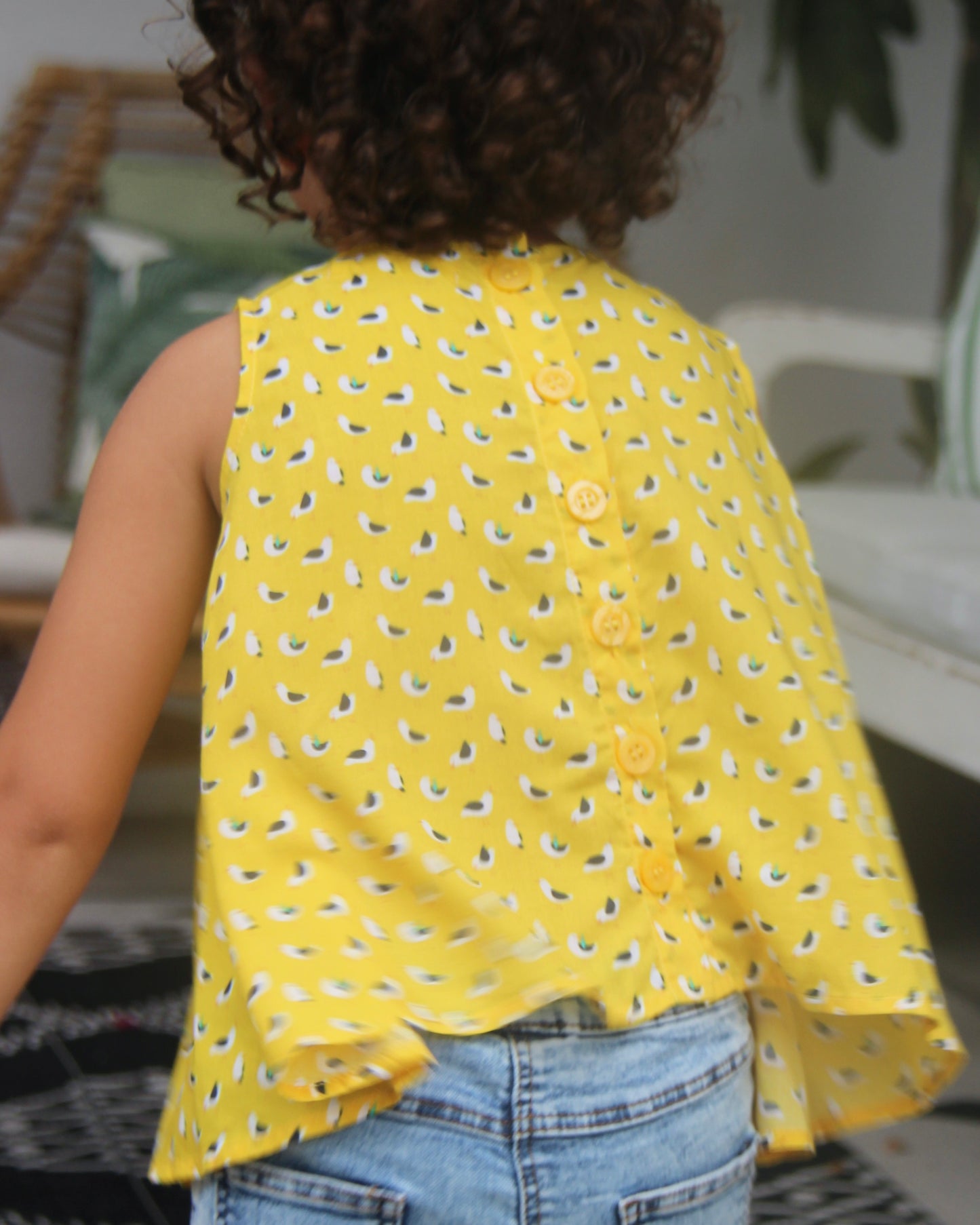Astrid Top - Seagulls On Yellow