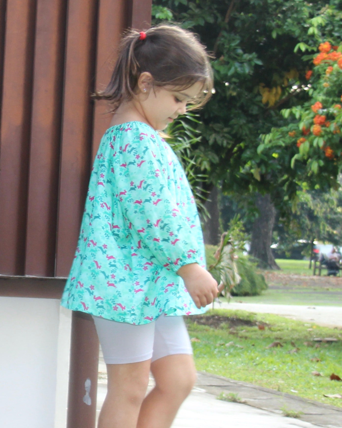 Esmeralda Top - Bunnies on Turquoise