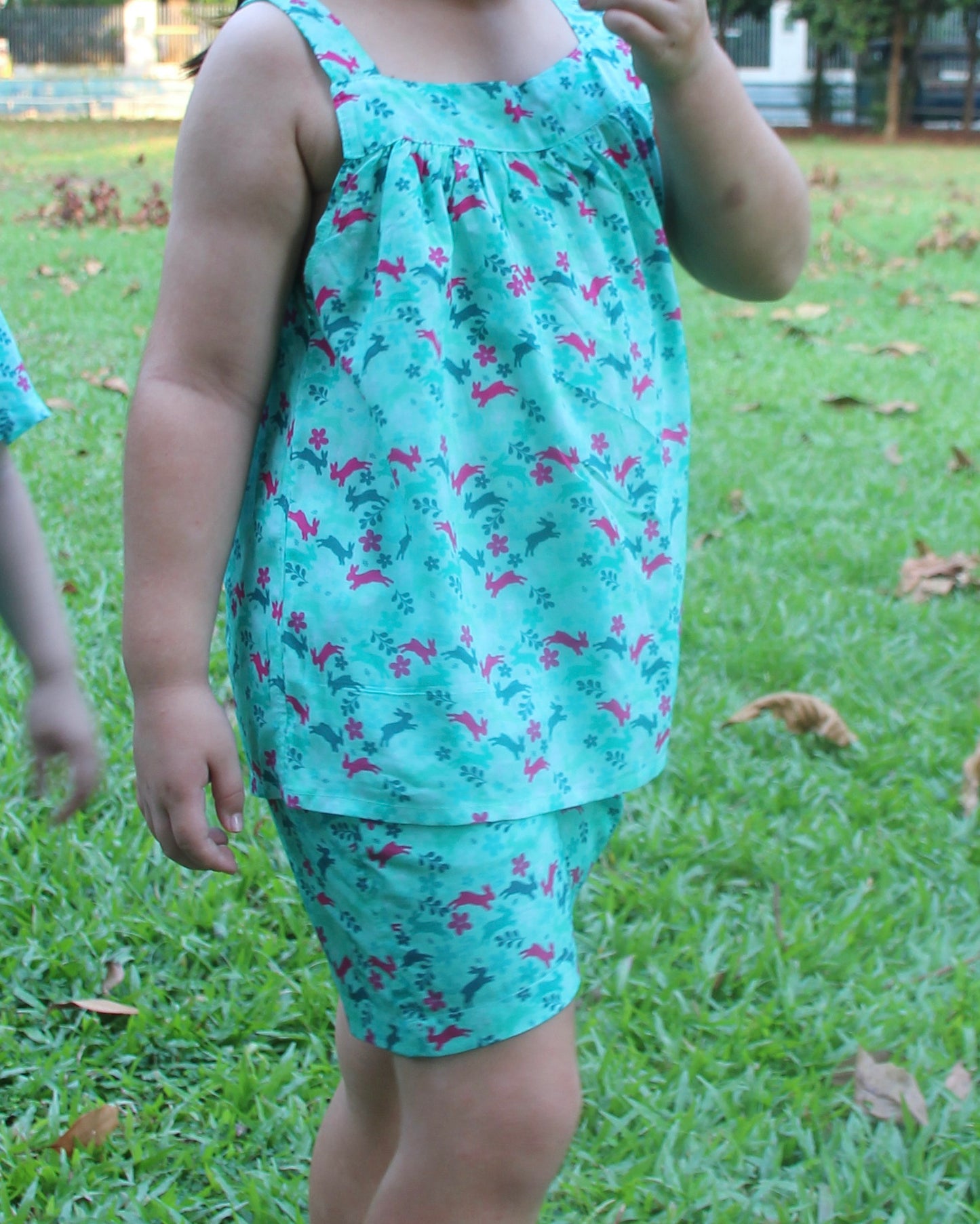 Mylah Top - Bunnies On Turquoise