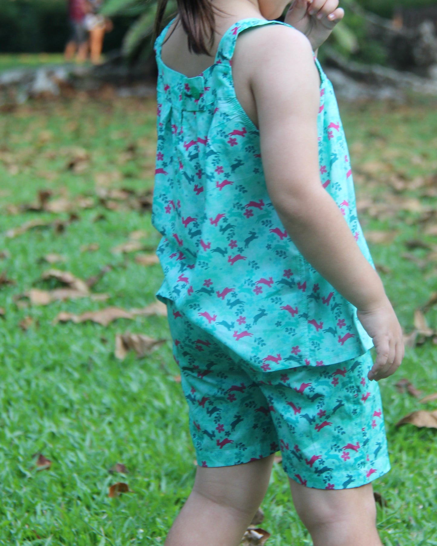 Mylah Top - Bunnies On Turquoise