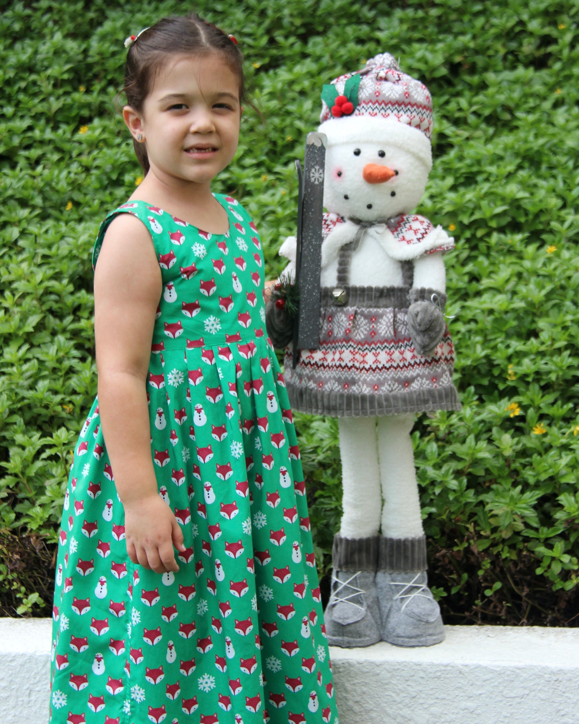 Alissa Dress - Christmas Green Fox AMA-KidsWear Alissa Dress - Christmas Green Fox AMA-KidsWear